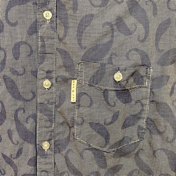 Marc Ecko Cut & Sew Long Sleeve Button Down Blue Gingham Paisley Size XL - Picture 5 of 8